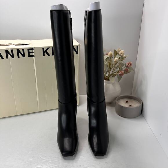 Anne Klein Taesa Square Toe Knee High Boots Block Heel Black Womens 6M NWB - Picture 5 of 11